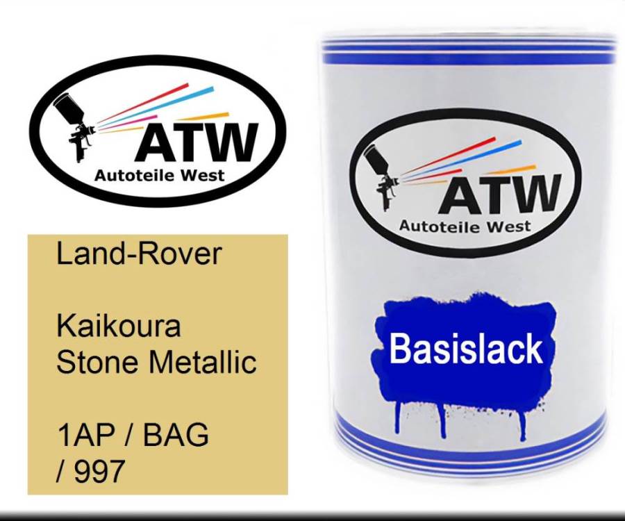Land-Rover, Kaikoura Stone Metallic, 1AP / BAG / 997: 500ml Lackdose, von ATW Autoteile West.